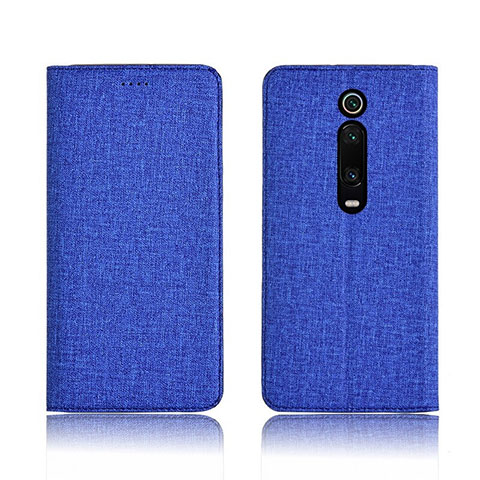 Handytasche Stand Schutzhülle Stoff H01 für Xiaomi Mi 9T Blau