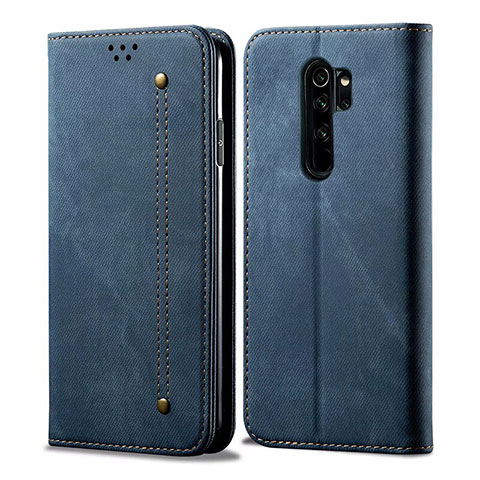 Handytasche Stand Schutzhülle Stoff H01 für Xiaomi Redmi Note 8 Pro Blau