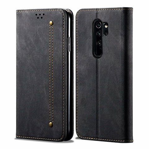 Handytasche Stand Schutzhülle Stoff H01 für Xiaomi Redmi Note 8 Pro Schwarz