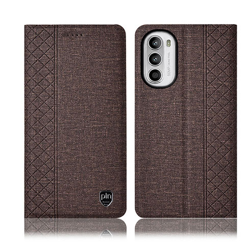 Handytasche Stand Schutzhülle Stoff H12P für Motorola Moto Edge (2022) 5G Braun