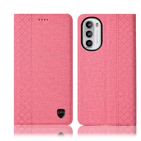 Handytasche Stand Schutzhülle Stoff H12P für Motorola Moto Edge (2022) 5G Rosa