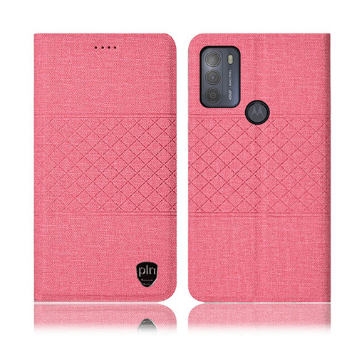 Handytasche Stand Schutzhülle Stoff H12P für Motorola Moto G50 Rosa