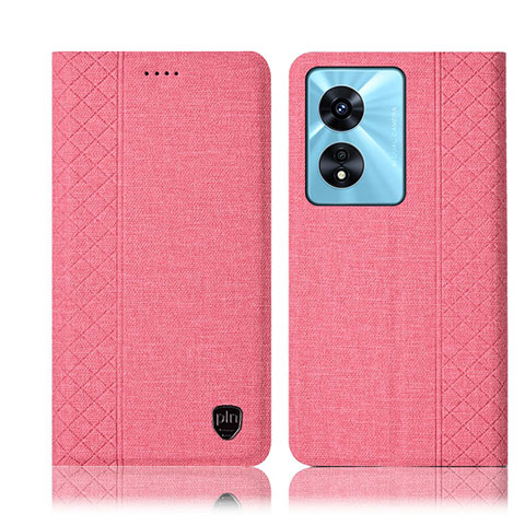 Handytasche Stand Schutzhülle Stoff H12P für Oppo A18 Rosa