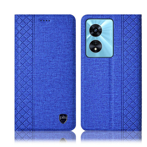 Handytasche Stand Schutzhülle Stoff H12P für Oppo A38 Blau