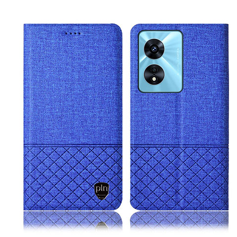 Handytasche Stand Schutzhülle Stoff H12P für Oppo A58x 5G Blau