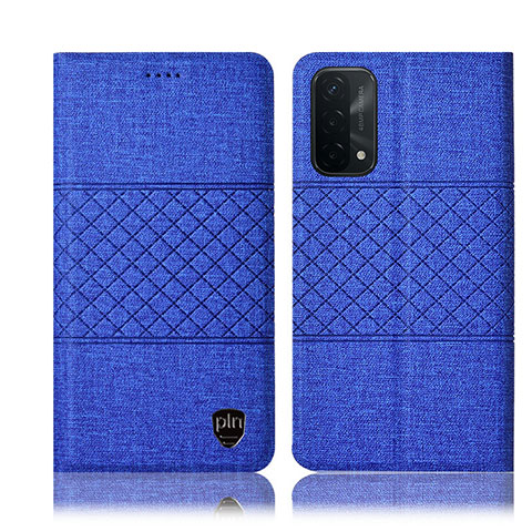 Handytasche Stand Schutzhülle Stoff H12P für Oppo A93 5G Blau