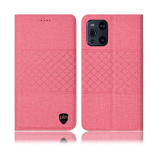 Handytasche Stand Schutzhülle Stoff H12P für Oppo Find X3 5G Rosa