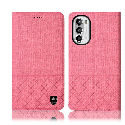 Handytasche Stand Schutzhülle Stoff H13P für Motorola Moto Edge (2022) 5G Rosa