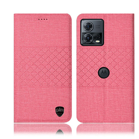 Handytasche Stand Schutzhülle Stoff H13P für Motorola Moto Edge 30 Fusion 5G Rosa