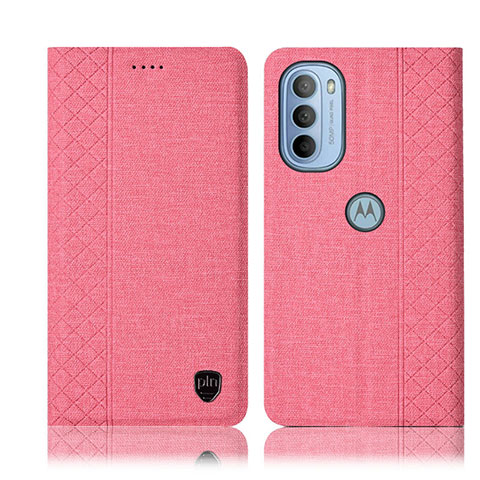 Handytasche Stand Schutzhülle Stoff H13P für Motorola Moto G31 Rosa