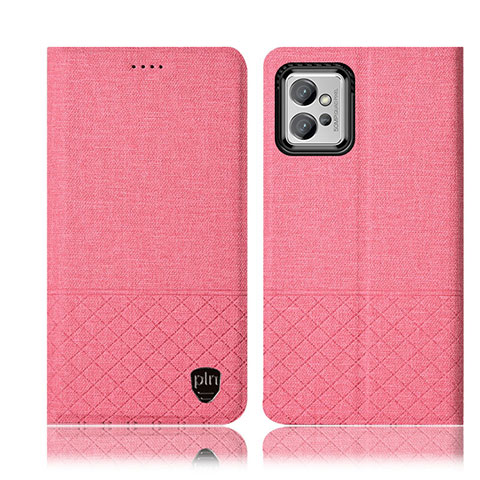 Handytasche Stand Schutzhülle Stoff H13P für Motorola Moto G32 Rosa