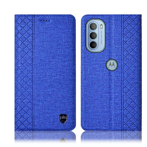 Handytasche Stand Schutzhülle Stoff H13P für Motorola Moto G41 Blau