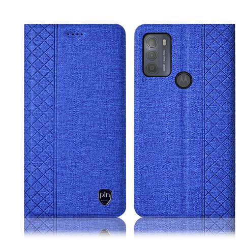 Handytasche Stand Schutzhülle Stoff H13P für Motorola Moto G50 Blau