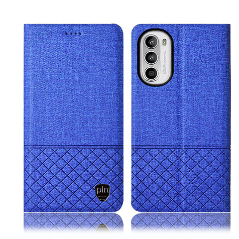 Handytasche Stand Schutzhülle Stoff H13P für Motorola MOTO G52 Blau