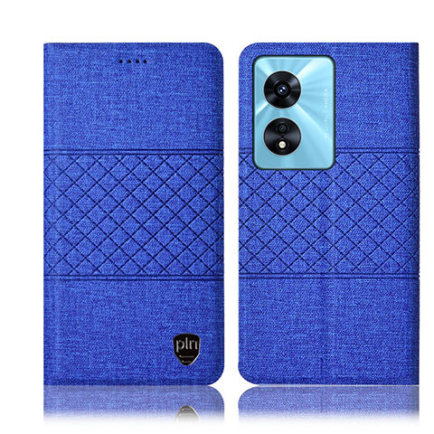 Handytasche Stand Schutzhülle Stoff H13P für Oppo A1x 5G Blau