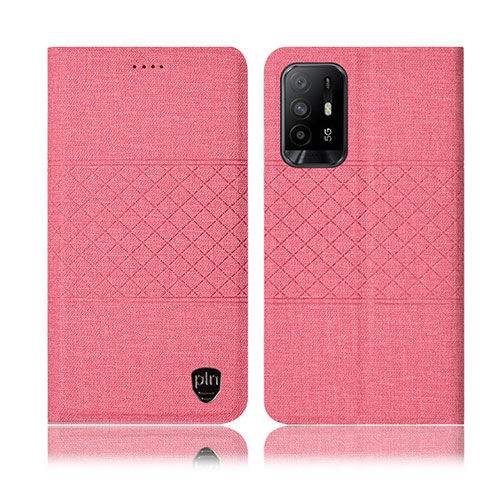 Handytasche Stand Schutzhülle Stoff H13P für Oppo A95 5G Rosa