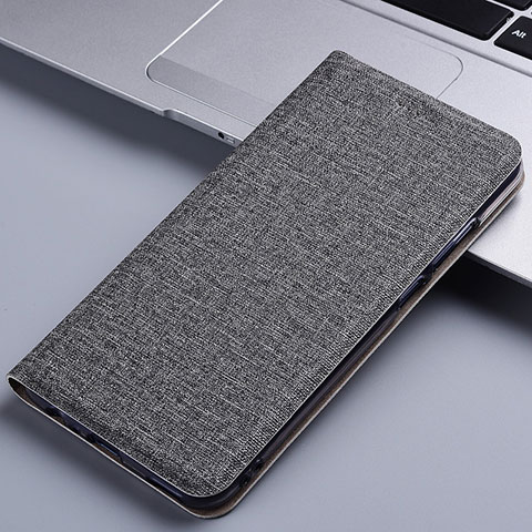 Handytasche Stand Schutzhülle Stoff H13P für Xiaomi Redmi Note 10 5G Grau