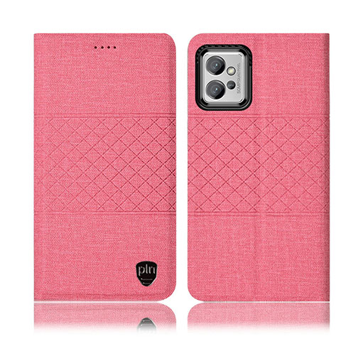 Handytasche Stand Schutzhülle Stoff H14P für Motorola Moto G32 Rosa