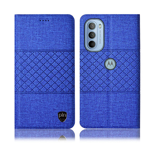 Handytasche Stand Schutzhülle Stoff H14P für Motorola Moto G41 Blau