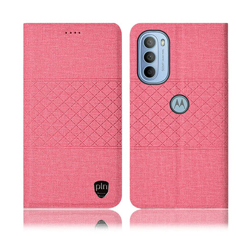 Handytasche Stand Schutzhülle Stoff H14P für Motorola Moto G41 Rosa