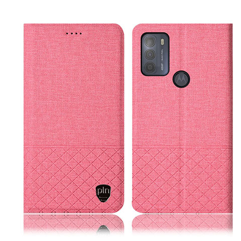 Handytasche Stand Schutzhülle Stoff H14P für Motorola Moto G50 Rosa