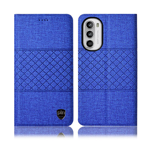 Handytasche Stand Schutzhülle Stoff H14P für Motorola MOTO G52 Blau