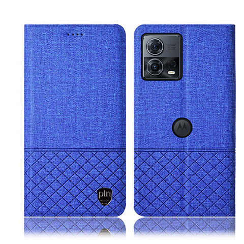 Handytasche Stand Schutzhülle Stoff H14P für Motorola Moto S30 Pro 5G Blau