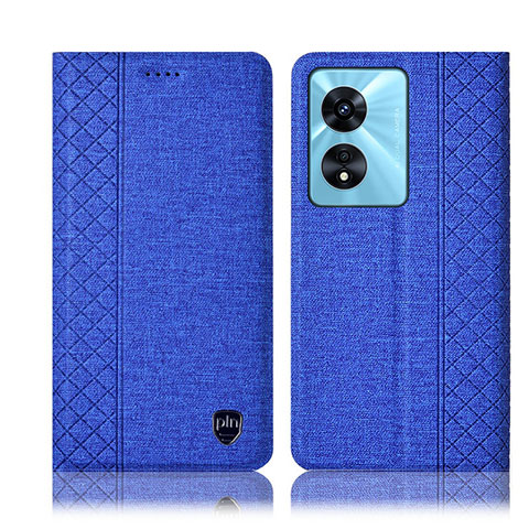 Handytasche Stand Schutzhülle Stoff H14P für Oppo A1 Pro 5G Blau