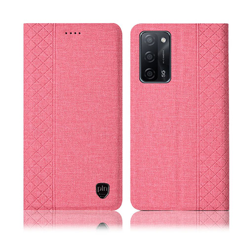 Handytasche Stand Schutzhülle Stoff H14P für Oppo A56 5G Rosa