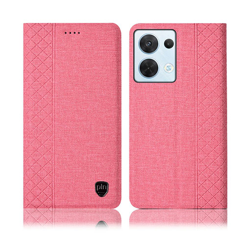 Handytasche Stand Schutzhülle Stoff H14P für Oppo Reno9 5G Rosa