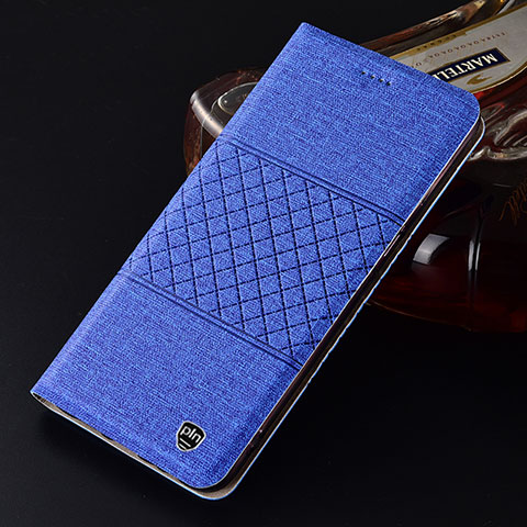 Handytasche Stand Schutzhülle Stoff H21P für Xiaomi Redmi Note 9 4G Blau