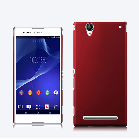 Hülle Kunststoff Schutzhülle Matt für Sony Xperia T2 Ultra Dual Rot