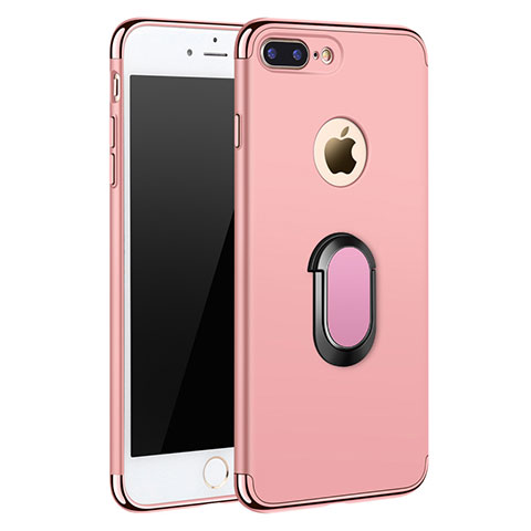 Hülle Luxus Metall Rahmen und Kunststoff mit Fingerring Ständer A01 für Apple iPhone 7 Plus Rosegold