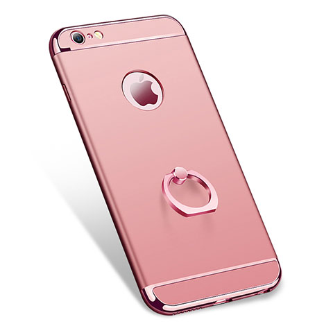 Hülle Luxus Metall Rahmen und Kunststoff mit Fingerring Ständer für Apple iPhone 6 Plus Rosegold