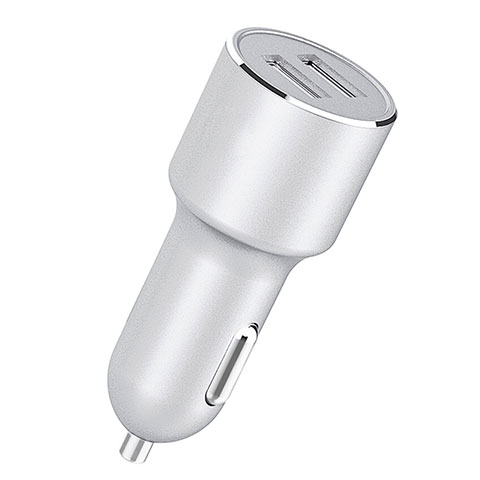 Kfz-Ladegerät Adapter 4.2A Dual USB Zweifach Stecker Fast Charge Universal Silber