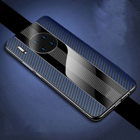 Kohlefaser Hülle Handyhülle Luxus Schutzhülle Tasche Köper T01 für Huawei Mate 30E Pro 5G Blau