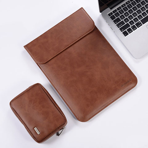 Leder Handy Tasche Sleeve Schutz Hülle für Apple MacBook 12 zoll Braun