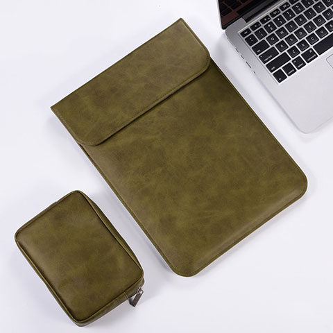 Leder Handy Tasche Sleeve Schutz Hülle für Apple MacBook 12 zoll Grün