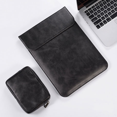 Leder Handy Tasche Sleeve Schutz Hülle für Apple MacBook Pro 13 zoll (2020) Schwarz