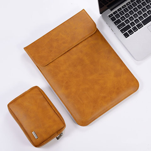 Leder Handy Tasche Sleeve Schutz Hülle für Apple MacBook Pro 15 zoll Orange