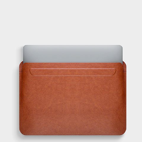 Leder Handy Tasche Sleeve Schutz Hülle L02 für Apple MacBook 12 zoll Braun