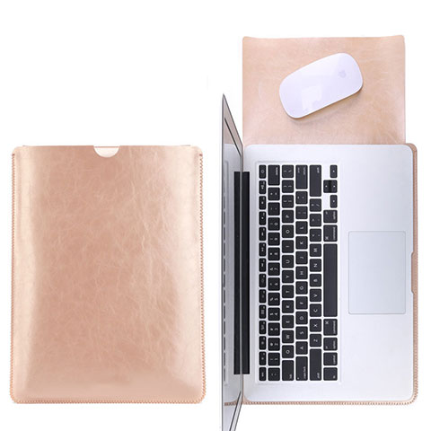 Leder Handy Tasche Sleeve Schutz Hülle L17 für Apple MacBook Air 13.3 zoll (2018) Gold