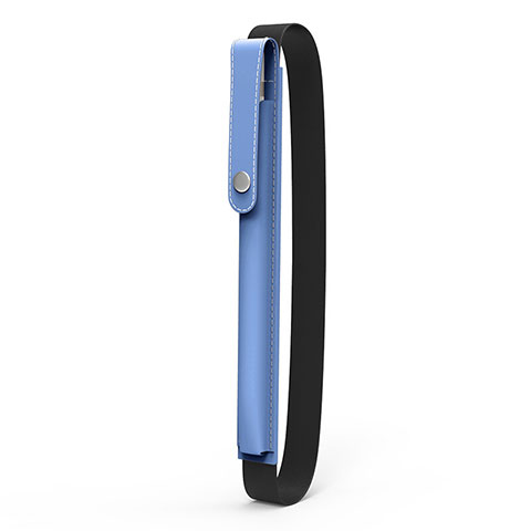 Leder Hülle Schreibzeug Schreibgerät Beutel Halter mit Abnehmbare Gummiband für Apple Pencil Apple New iPad 9.7 (2018) Blau