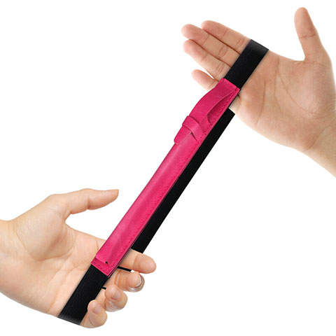 Leder Hülle Schreibzeug Schreibgerät Beutel Halter mit Abnehmbare Gummiband P03 für Apple Pencil Apple iPad Pro 12.9 (2017) Pink