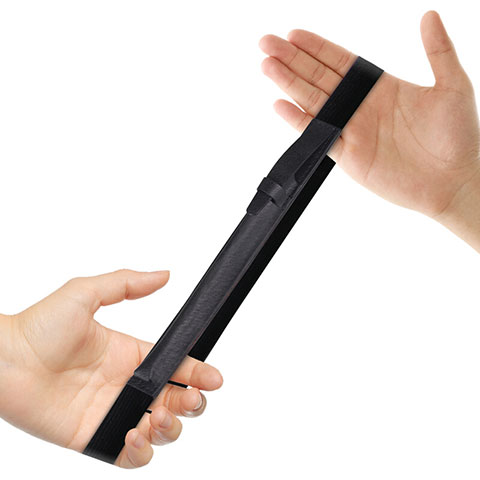 Leder Hülle Schreibzeug Schreibgerät Beutel Halter mit Abnehmbare Gummiband P03 für Apple Pencil Apple New iPad 9.7 (2017) Schwarz