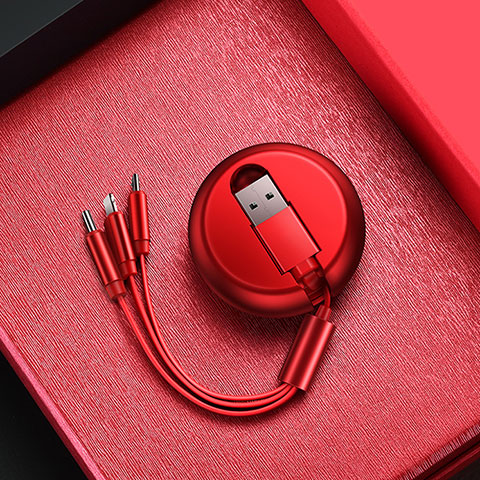 Lightning USB Ladekabel Kabel Android Micro USB C09 für Apple iPad Pro 12.9 Rot