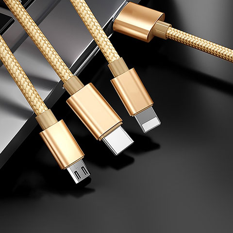 Lightning USB Ladekabel Kabel Android Micro USB Type-C 3A H03 für Apple iPad Pro 11 (2022) Gold