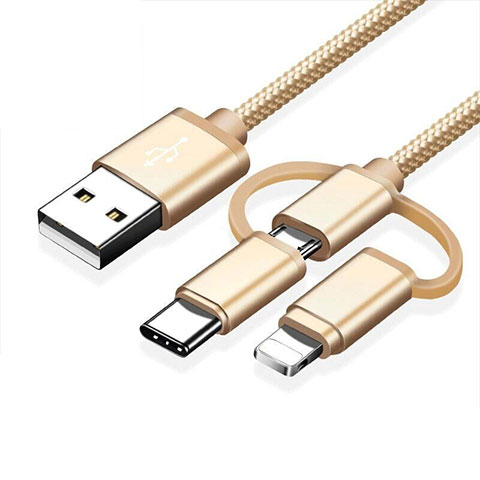 Lightning USB Ladekabel Kabel Android Micro USB Type-C ML05 Gold