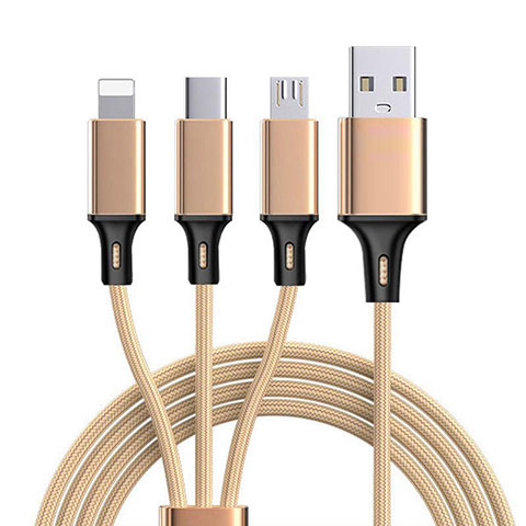 Lightning USB Ladekabel Kabel Android Micro USB Type-C ML08 Gold