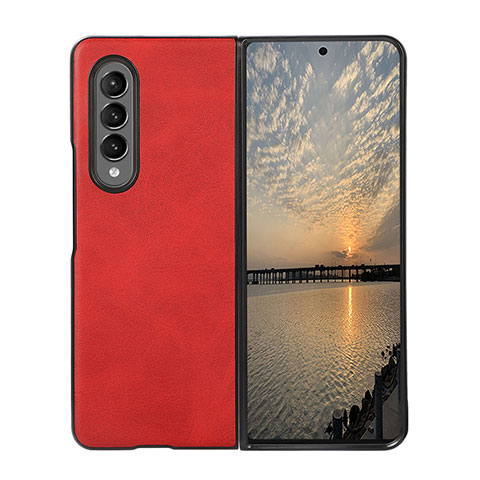 Luxus Leder Hülle Handyhülle und Kunststoff Schutzhülle Hartschalen Tasche B01 für Samsung Galaxy Z Fold4 5G Rot